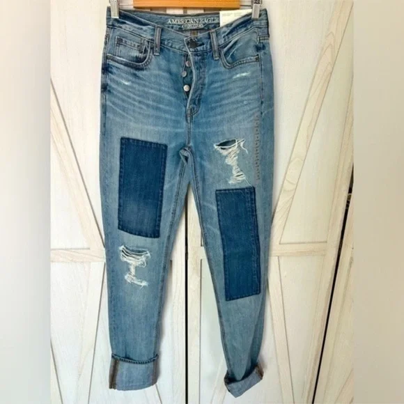 ✨NEW Stylish Blue Patchwork Women Jeans - Picture 3 of 16